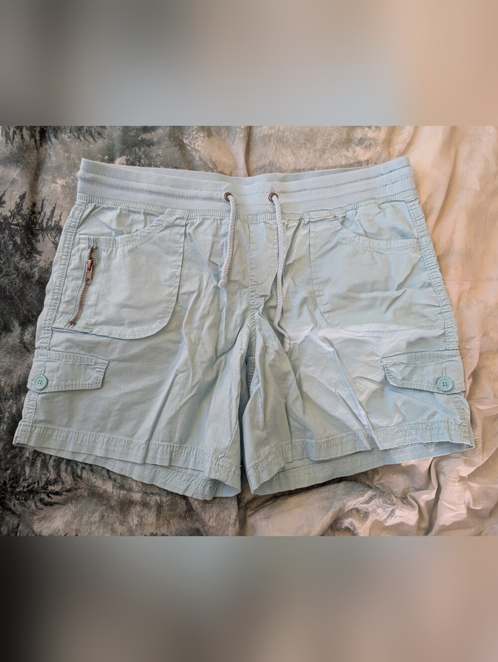 UNIONBAY Women's Light Blue Cargo Drawstring Shorts